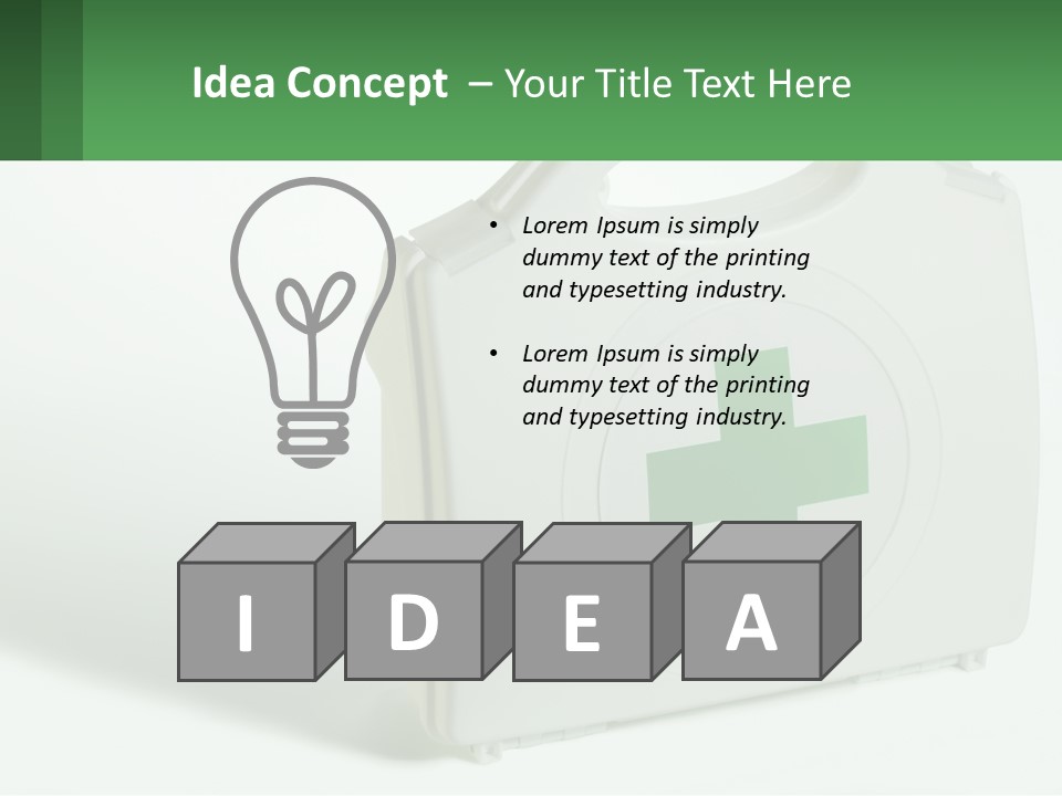 A Medical Kit With A Green Cross On It PowerPoint Template
