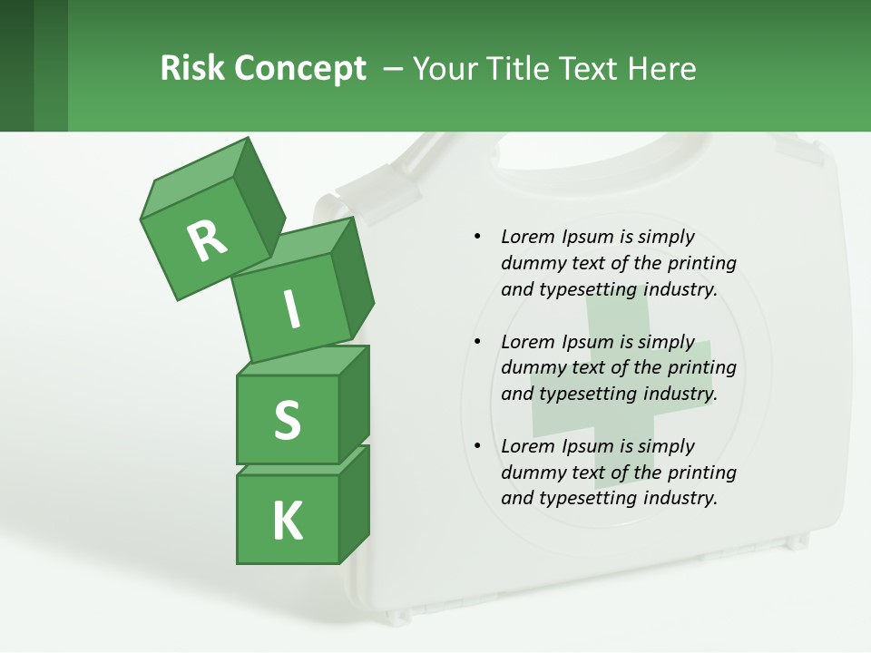 A Medical Kit With A Green Cross On It PowerPoint Template