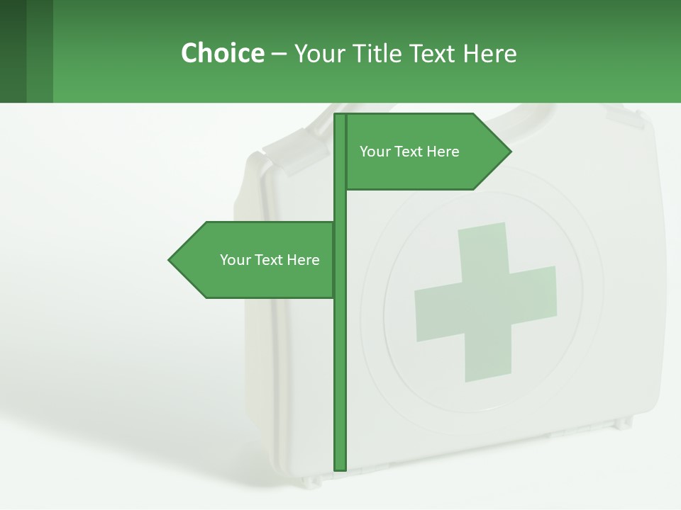 A Medical Kit With A Green Cross On It PowerPoint Template