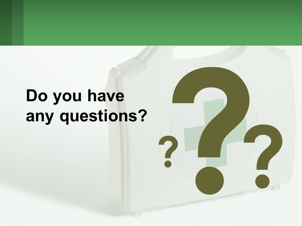 A Medical Kit With A Green Cross On It PowerPoint Template