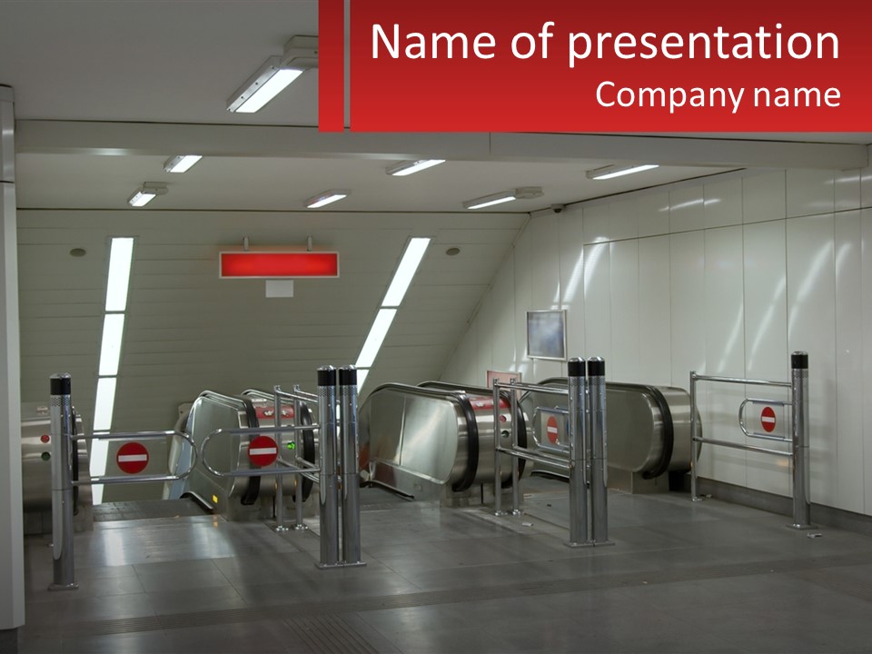 Floor Escalator Enter PowerPoint Template