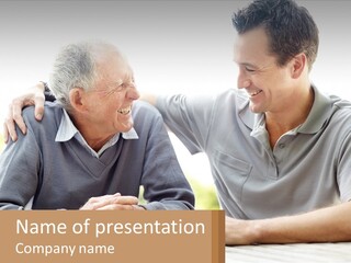 A Man And A Woman Sitting At A Table PowerPoint Template