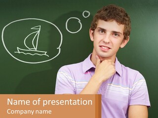 Cute Teenager Pose PowerPoint Template