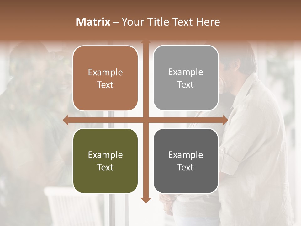 A Man And Woman Standing Next To Each Other In Front Of A Window PowerPoint Template