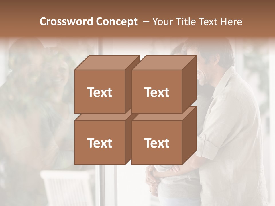 A Man And Woman Standing Next To Each Other In Front Of A Window PowerPoint Template