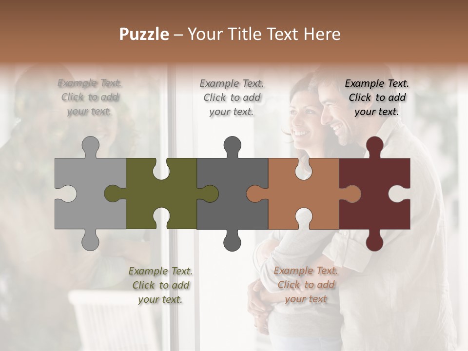 A Man And Woman Standing Next To Each Other In Front Of A Window PowerPoint Template