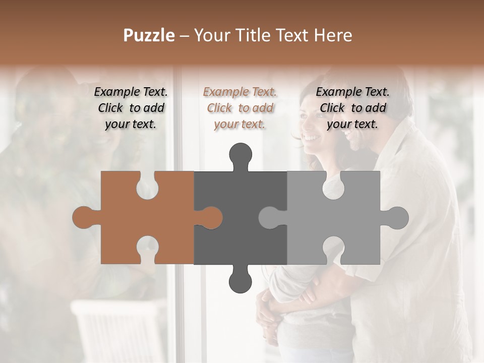 A Man And Woman Standing Next To Each Other In Front Of A Window PowerPoint Template