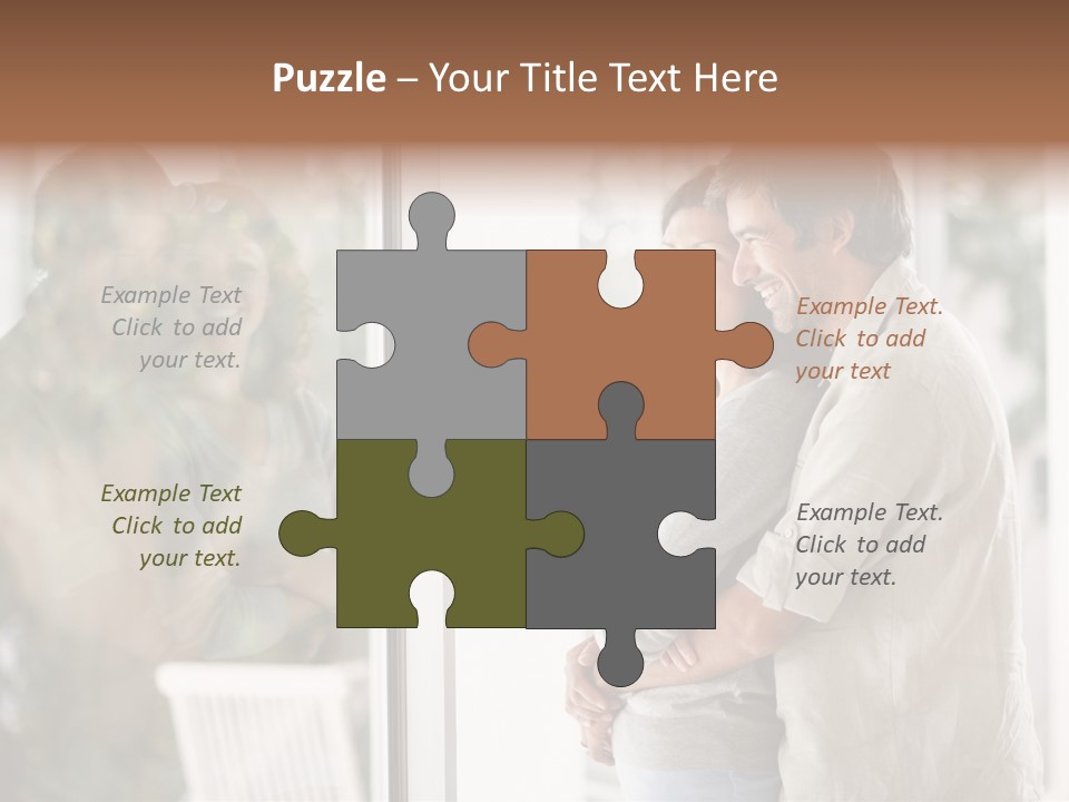 A Man And Woman Standing Next To Each Other In Front Of A Window PowerPoint Template