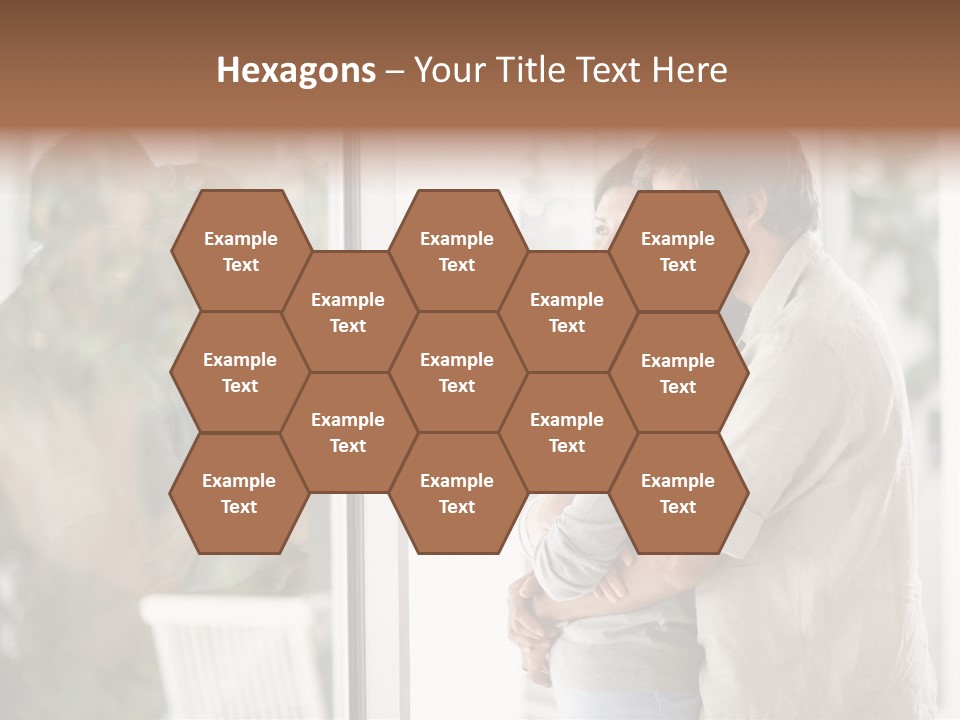 A Man And Woman Standing Next To Each Other In Front Of A Window PowerPoint Template