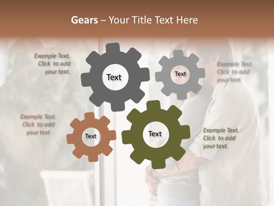 A Man And Woman Standing Next To Each Other In Front Of A Window PowerPoint Template