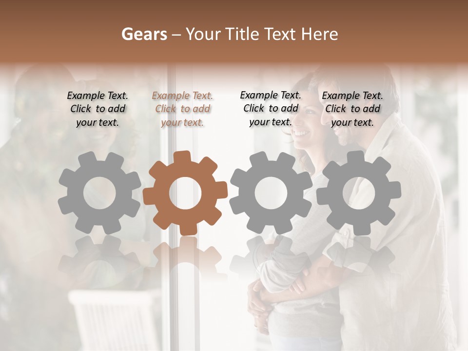 A Man And Woman Standing Next To Each Other In Front Of A Window PowerPoint Template