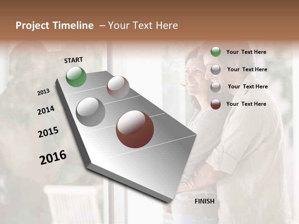 A Man And Woman Standing Next To Each Other In Front Of A Window PowerPoint Template