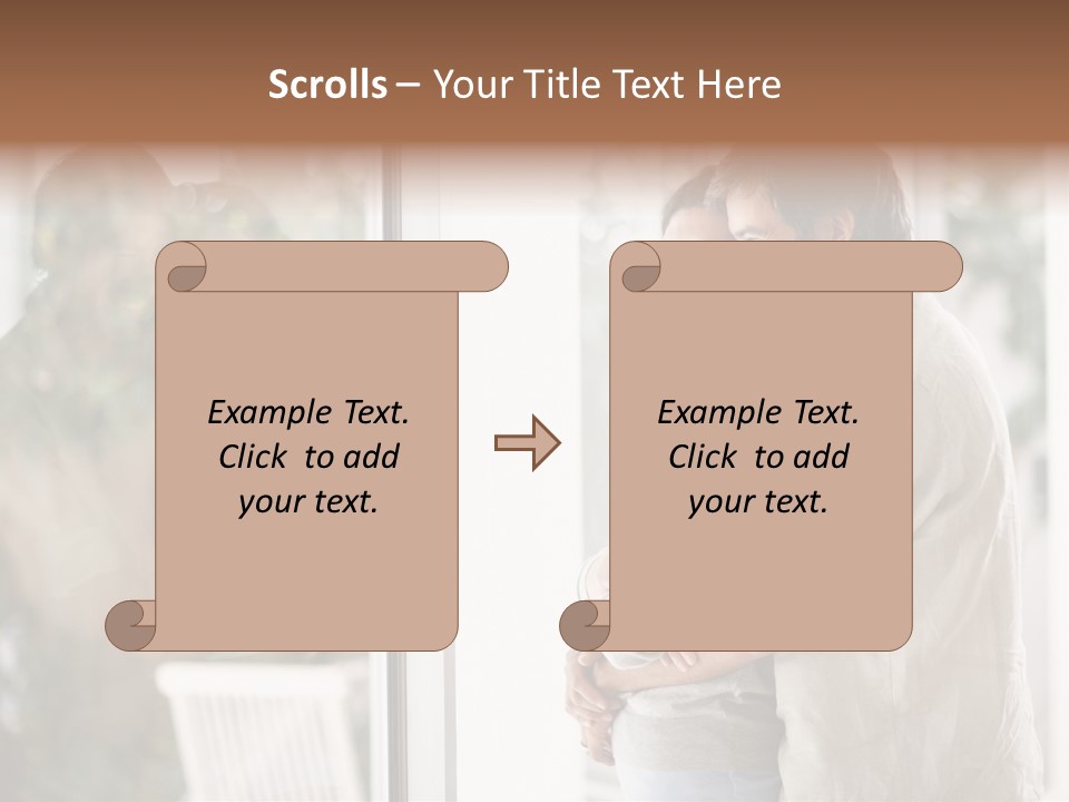 A Man And Woman Standing Next To Each Other In Front Of A Window PowerPoint Template