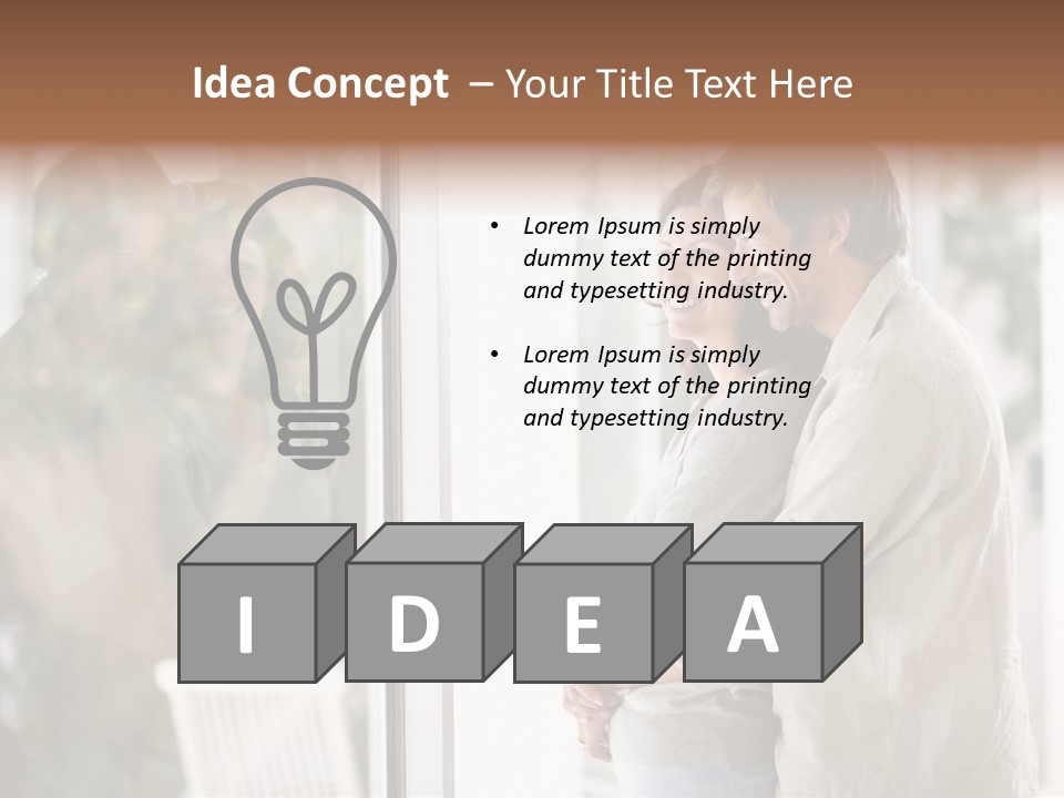 A Man And Woman Standing Next To Each Other In Front Of A Window PowerPoint Template