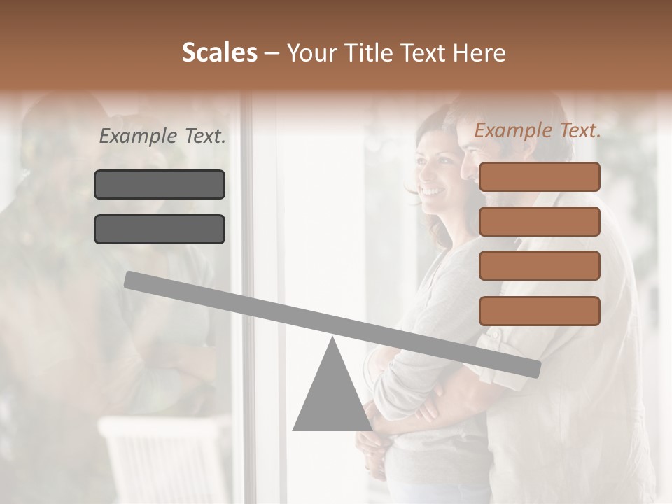A Man And Woman Standing Next To Each Other In Front Of A Window PowerPoint Template