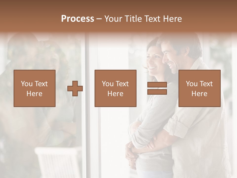 A Man And Woman Standing Next To Each Other In Front Of A Window PowerPoint Template