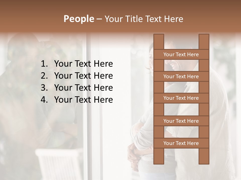 A Man And Woman Standing Next To Each Other In Front Of A Window PowerPoint Template