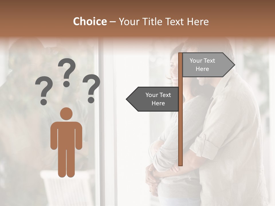 A Man And Woman Standing Next To Each Other In Front Of A Window PowerPoint Template