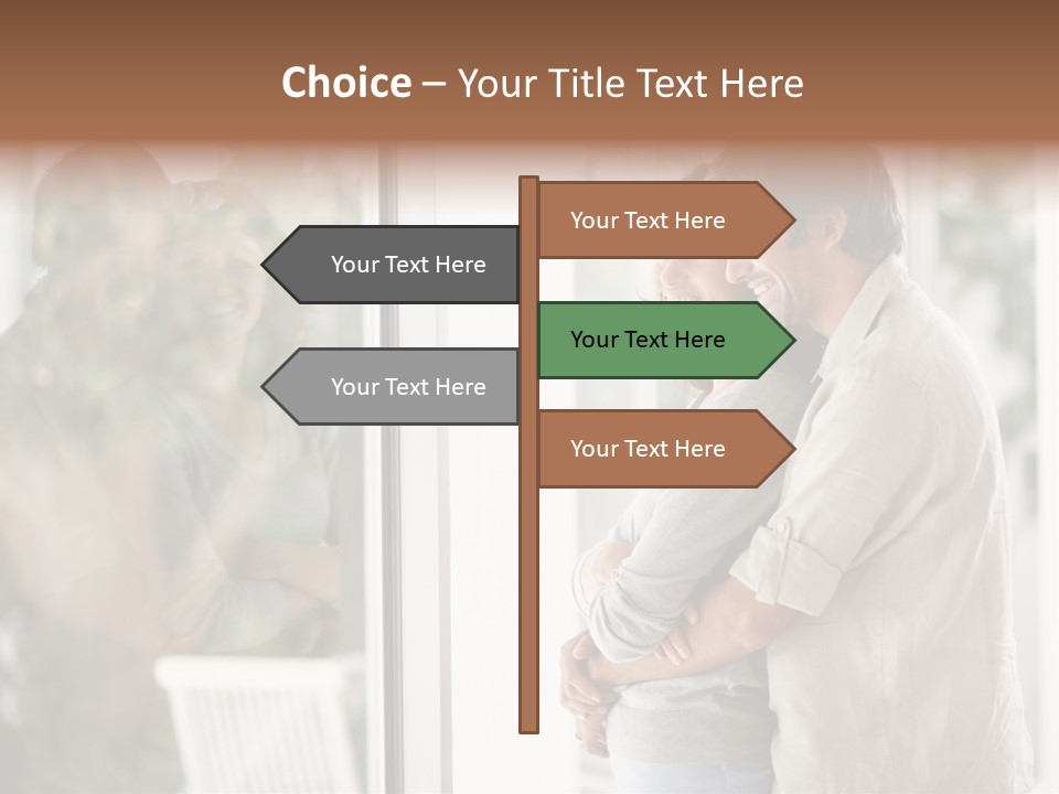 A Man And Woman Standing Next To Each Other In Front Of A Window PowerPoint Template