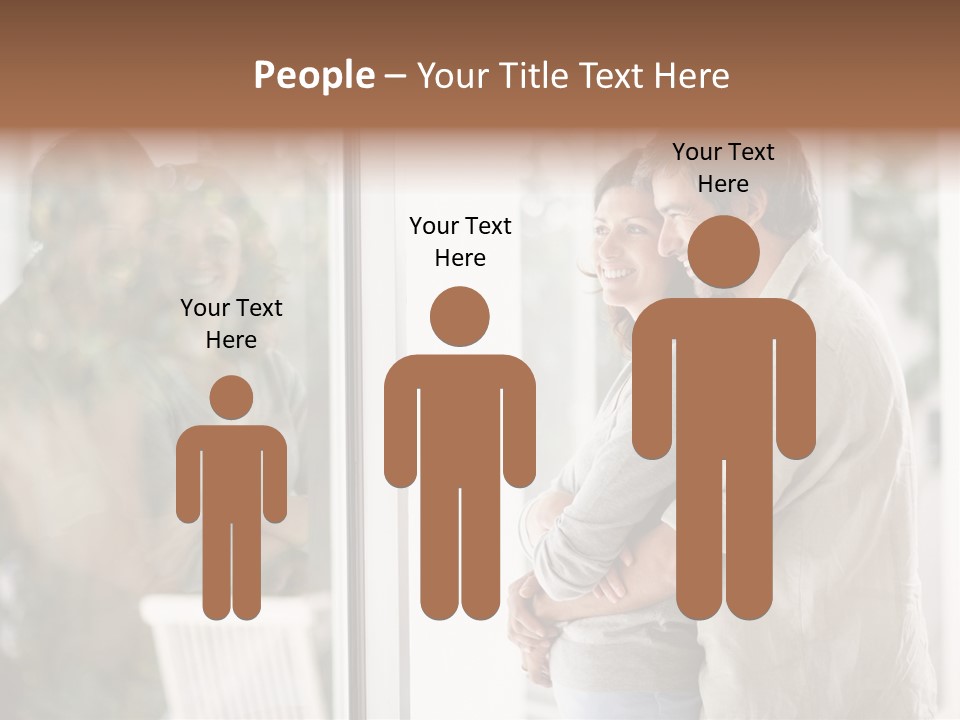 A Man And Woman Standing Next To Each Other In Front Of A Window PowerPoint Template