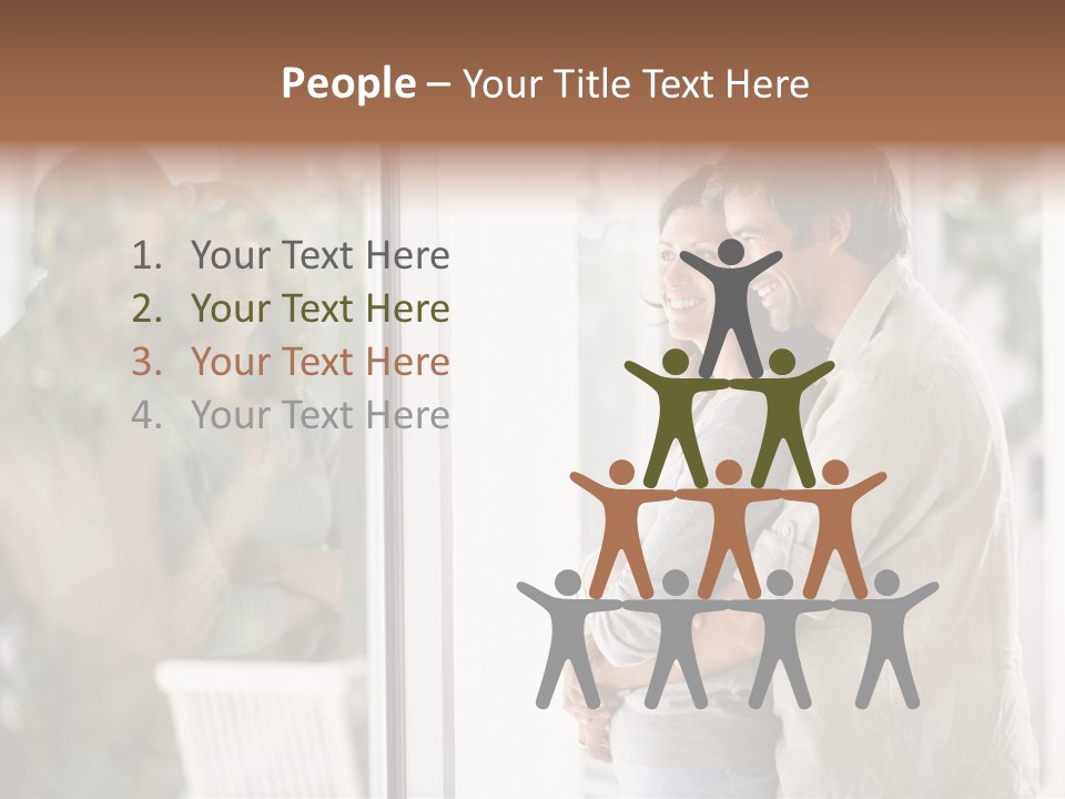 A Man And Woman Standing Next To Each Other In Front Of A Window PowerPoint Template