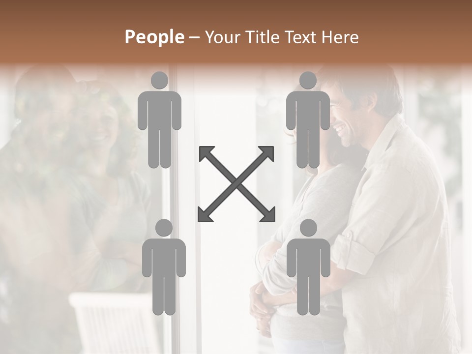 A Man And Woman Standing Next To Each Other In Front Of A Window PowerPoint Template