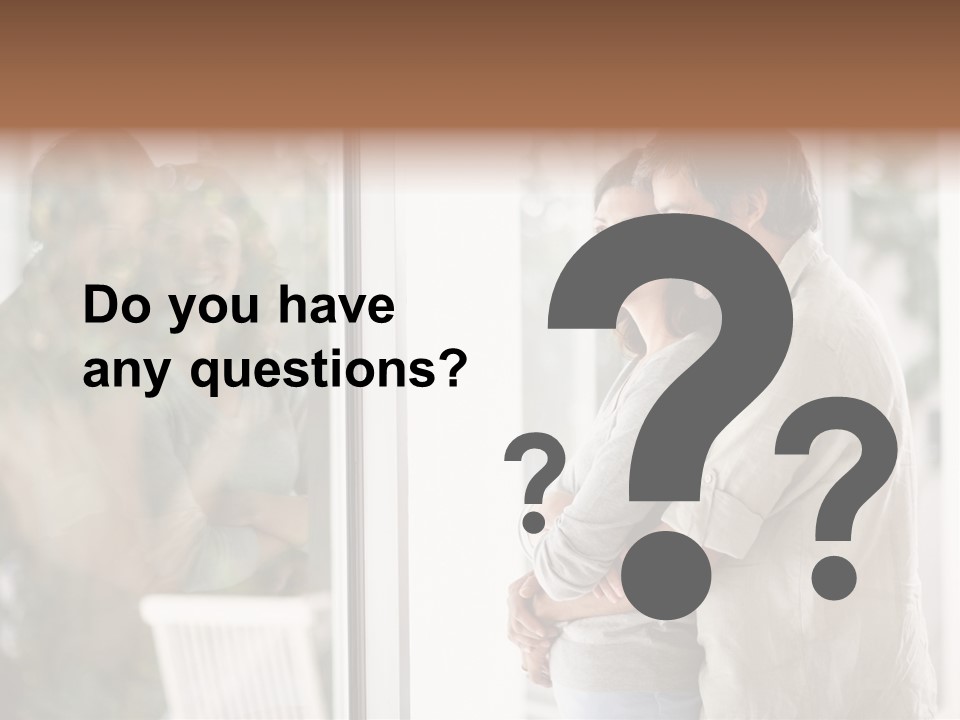 A Man And Woman Standing Next To Each Other In Front Of A Window PowerPoint Template