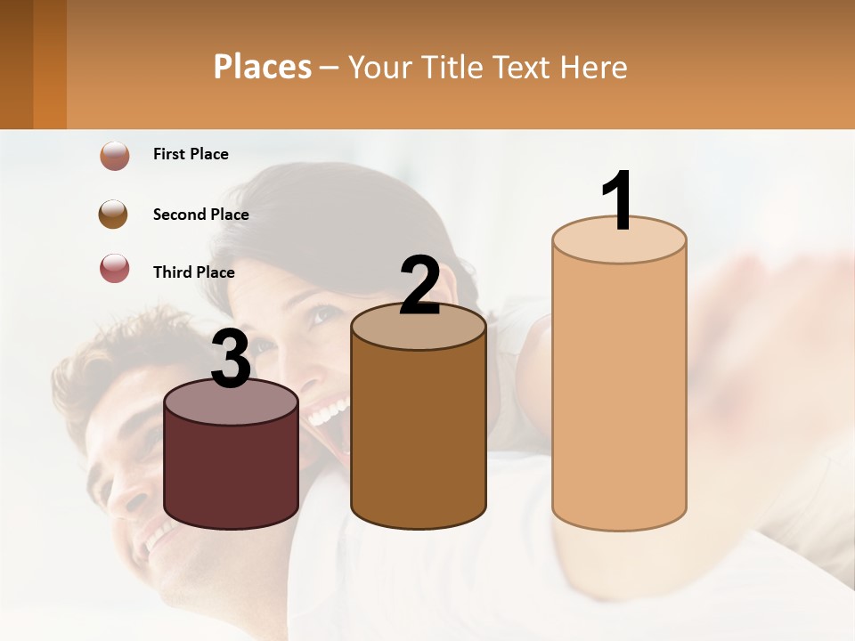 A Man And Woman Laying On A Bed With Their Arms Around Each Other PowerPoint Template