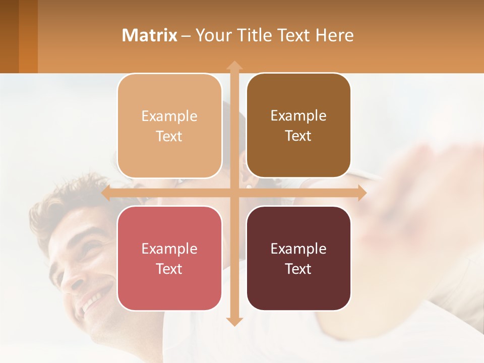 A Man And Woman Laying On A Bed With Their Arms Around Each Other PowerPoint Template