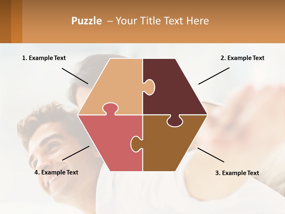 A Man And Woman Laying On A Bed With Their Arms Around Each Other PowerPoint Template