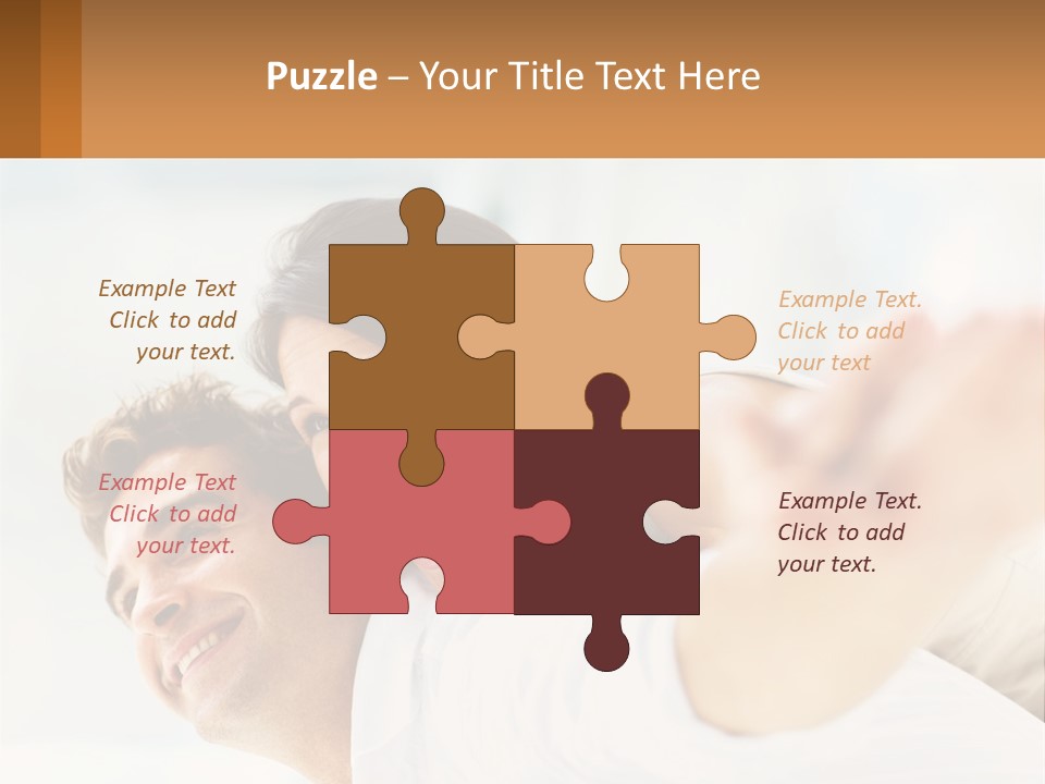 A Man And Woman Laying On A Bed With Their Arms Around Each Other PowerPoint Template