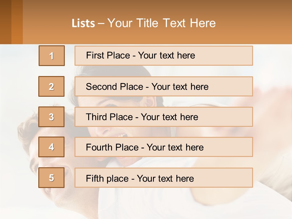 A Man And Woman Laying On A Bed With Their Arms Around Each Other PowerPoint Template