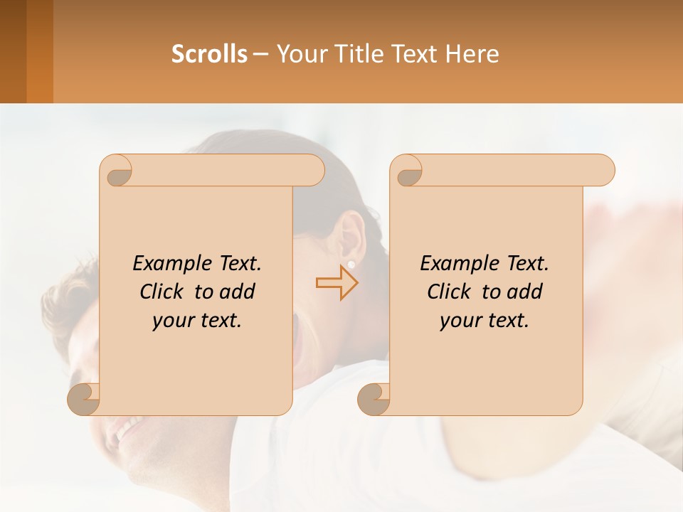 A Man And Woman Laying On A Bed With Their Arms Around Each Other PowerPoint Template