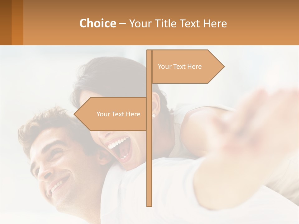 A Man And Woman Laying On A Bed With Their Arms Around Each Other PowerPoint Template