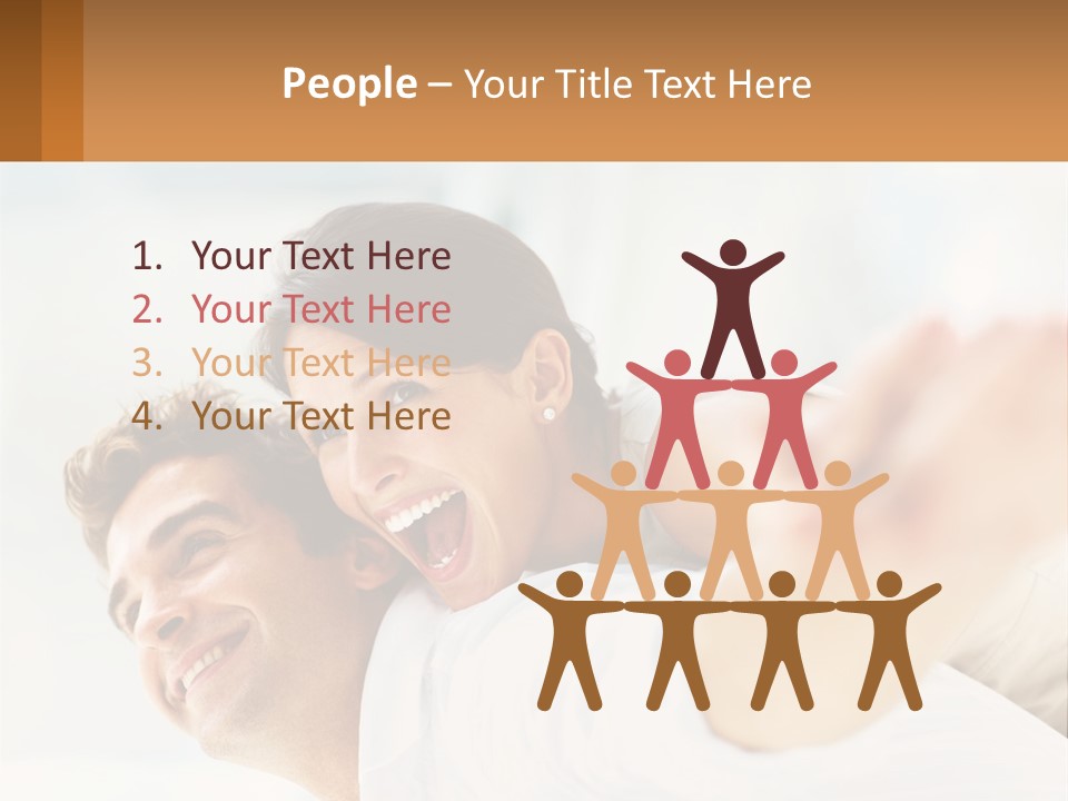 A Man And Woman Laying On A Bed With Their Arms Around Each Other PowerPoint Template