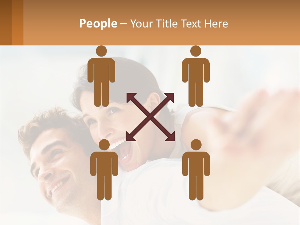 A Man And Woman Laying On A Bed With Their Arms Around Each Other PowerPoint Template