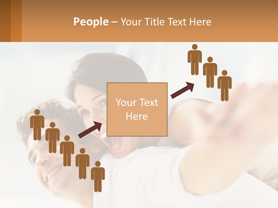 A Man And Woman Laying On A Bed With Their Arms Around Each Other PowerPoint Template