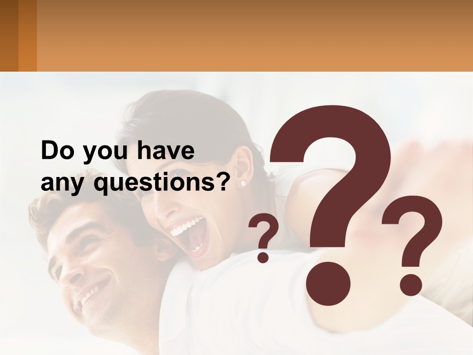 A Man And Woman Laying On A Bed With Their Arms Around Each Other PowerPoint Template