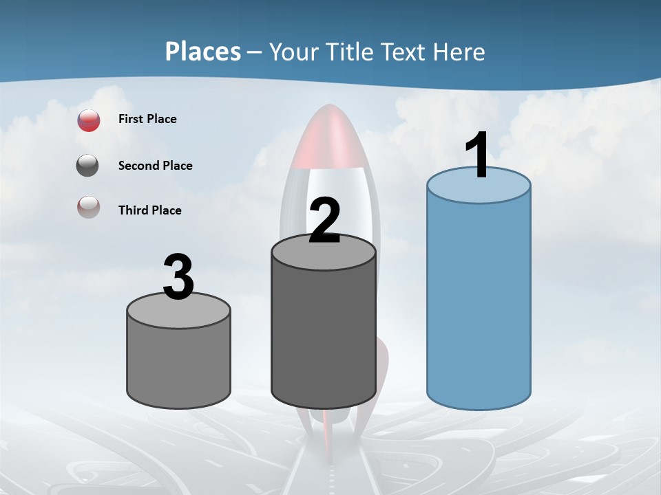 A Red And White Rocket On A Road With Clouds In The Background PowerPoint Template