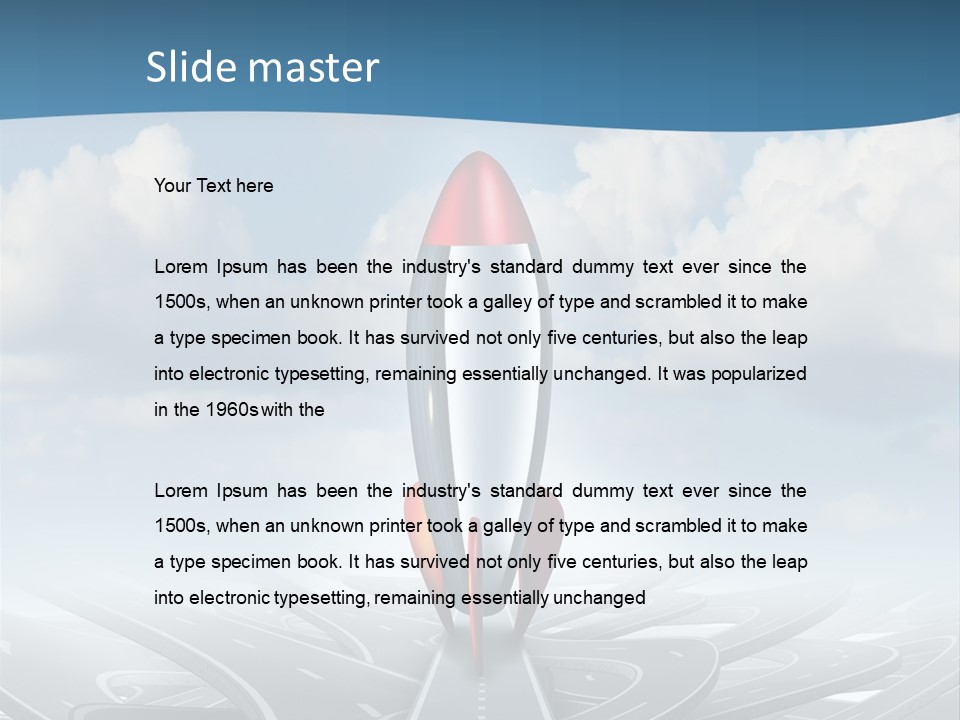 A Red And White Rocket On A Road With Clouds In The Background PowerPoint Template