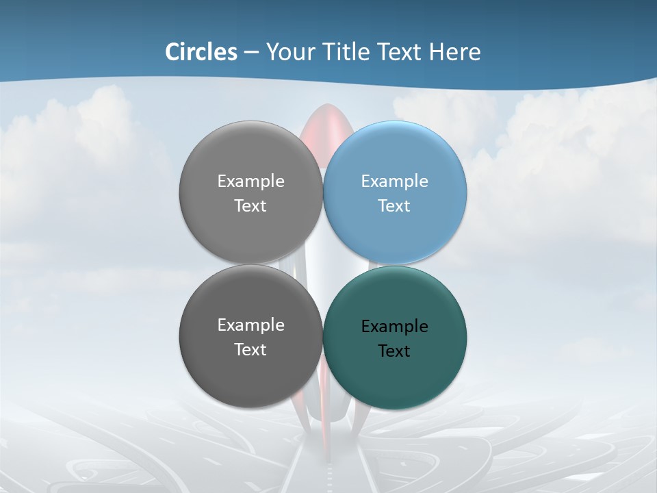 A Red And White Rocket On A Road With Clouds In The Background PowerPoint Template