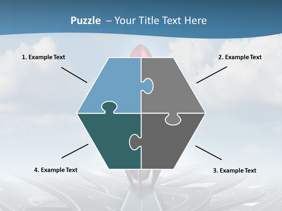 A Red And White Rocket On A Road With Clouds In The Background PowerPoint Template