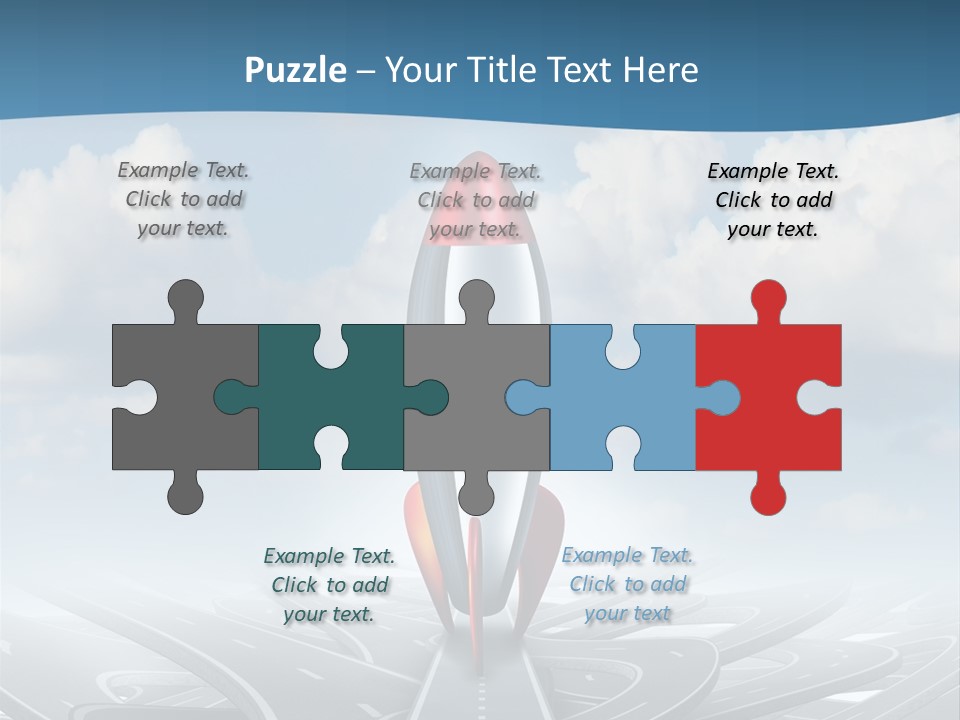 A Red And White Rocket On A Road With Clouds In The Background PowerPoint Template