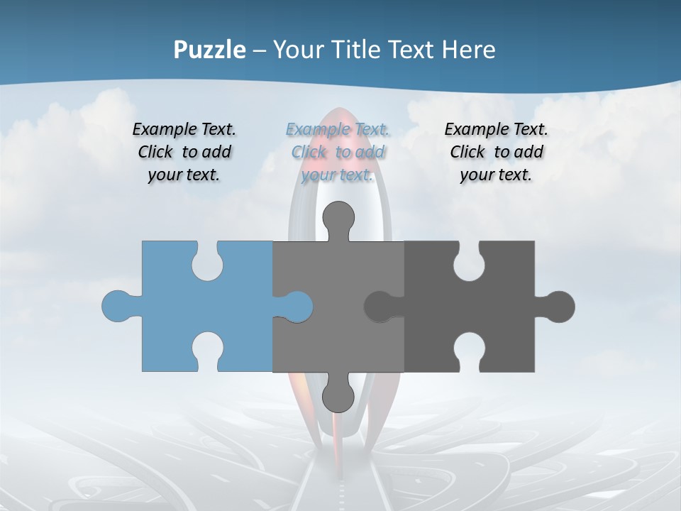 A Red And White Rocket On A Road With Clouds In The Background PowerPoint Template