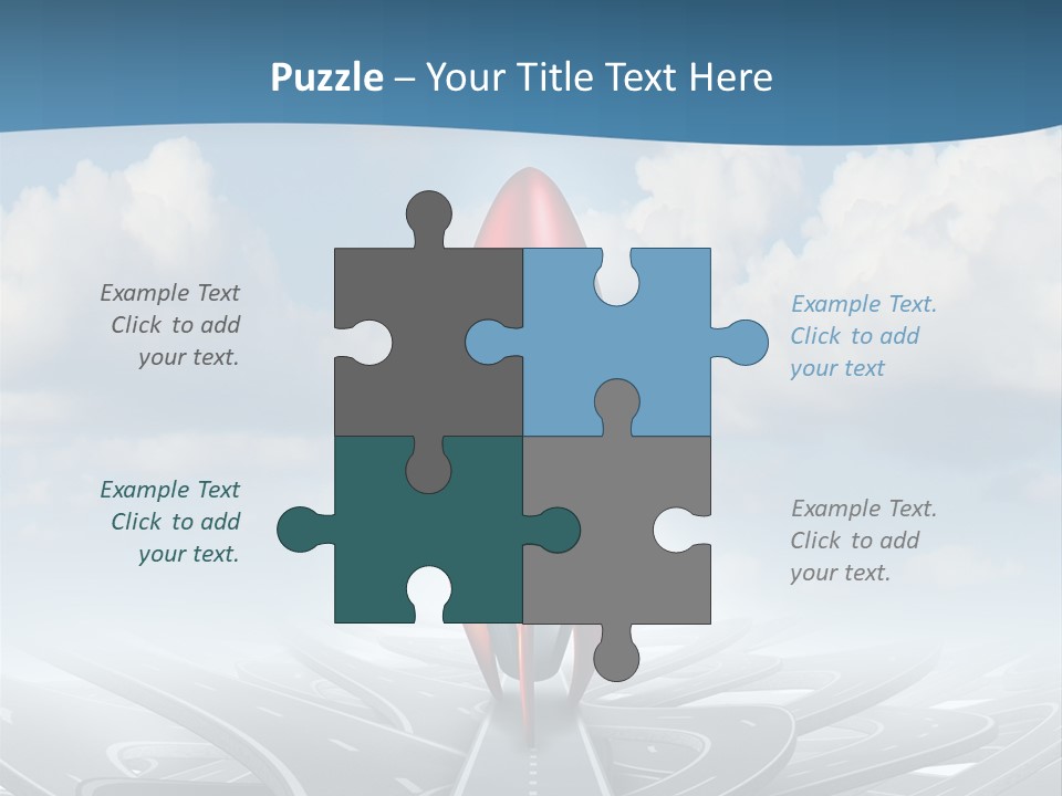 A Red And White Rocket On A Road With Clouds In The Background PowerPoint Template