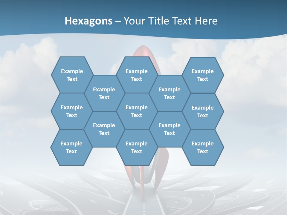 A Red And White Rocket On A Road With Clouds In The Background PowerPoint Template