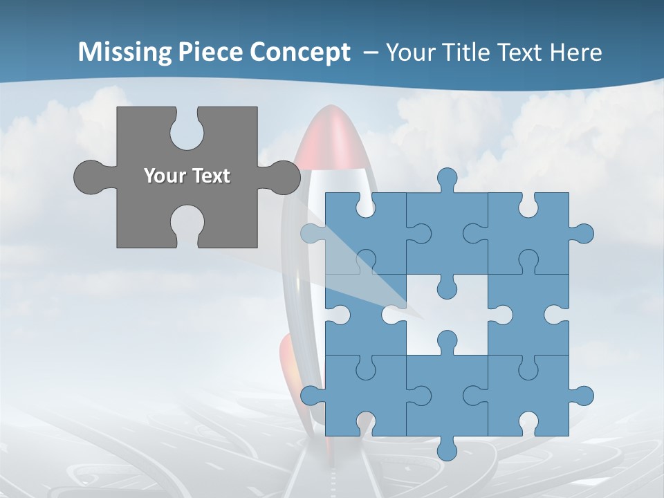 A Red And White Rocket On A Road With Clouds In The Background PowerPoint Template