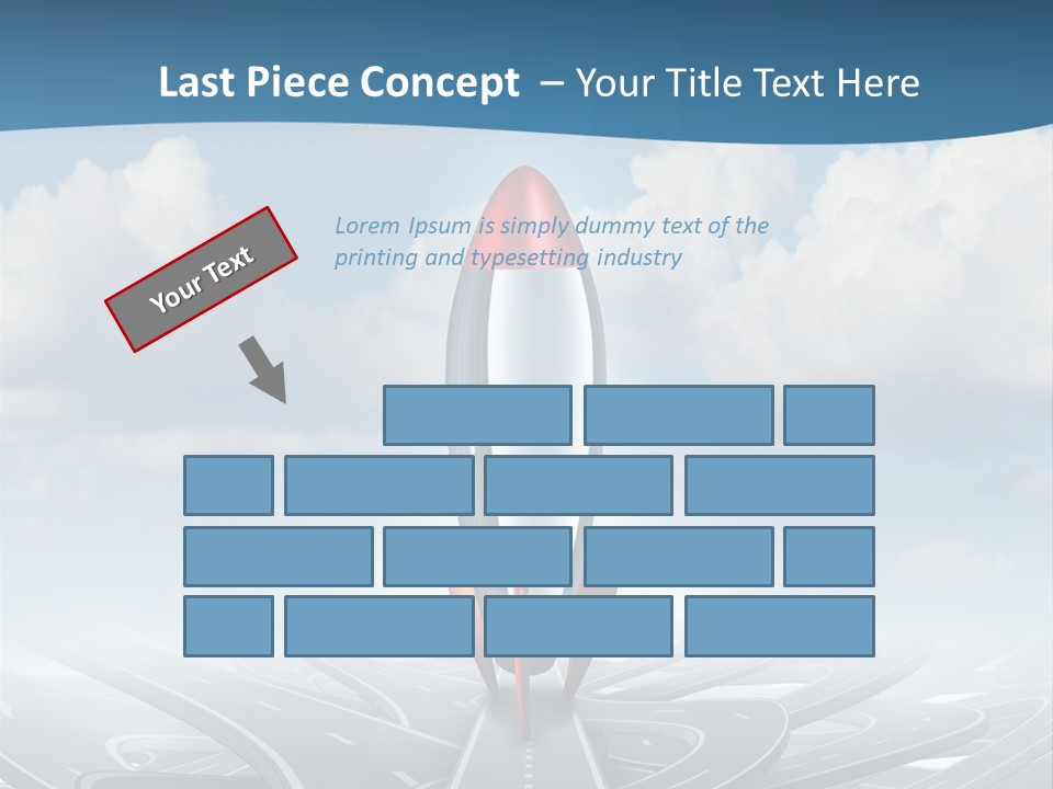 A Red And White Rocket On A Road With Clouds In The Background PowerPoint Template