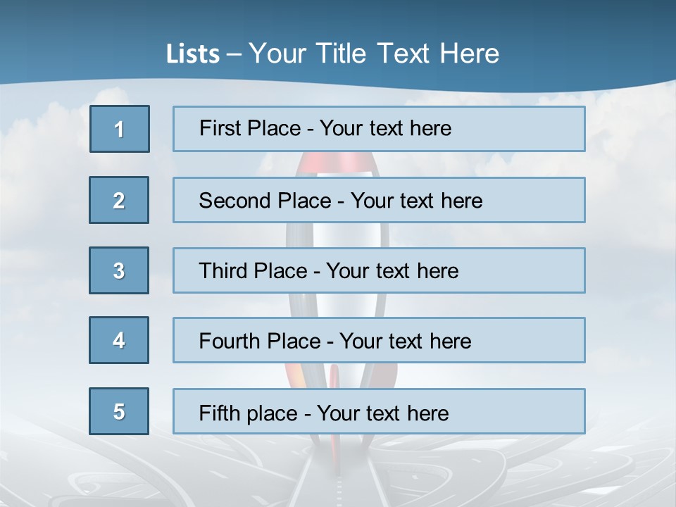 A Red And White Rocket On A Road With Clouds In The Background PowerPoint Template
