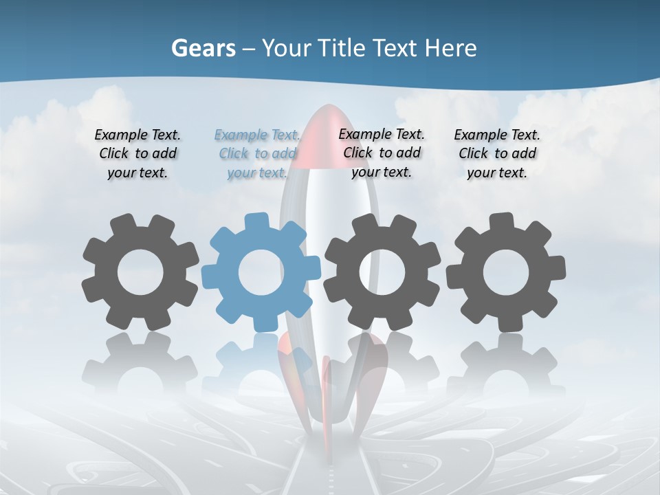 A Red And White Rocket On A Road With Clouds In The Background PowerPoint Template